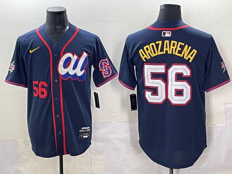 Men 2025 Seattle Mariners 56 Arozarena Drak Blue All star Nike MLB Jersey style 04